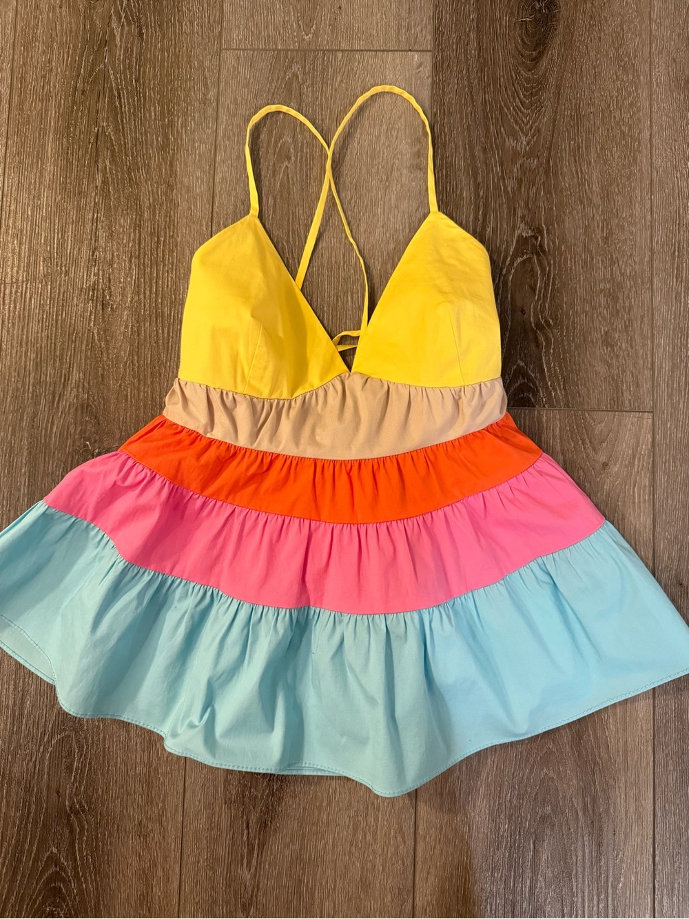 Staud Olympia Colorblock Tiered Tank Top Blouse Colorful Camisole Size XS